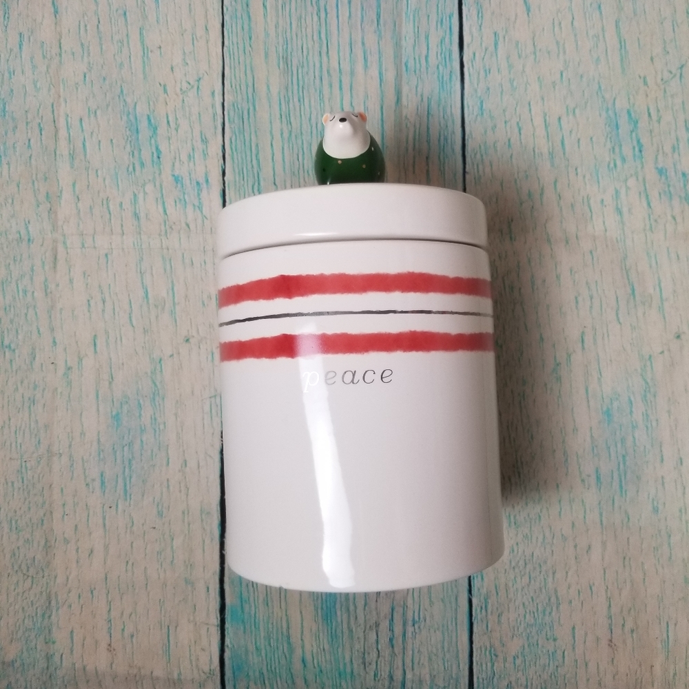 Magenta *Peace* Polar Bear Christmas canis…